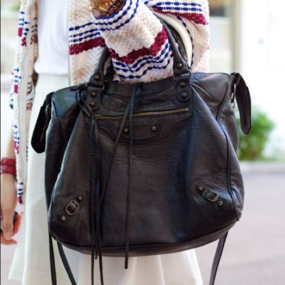 Balenciaga Classic Leather Bag, Crossbody Strap